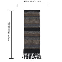 Load image into Gallery viewer, 250202  WAMSOFT 100%Wool Scarf, Cold weather Scarf for Men,Black grey brown blue stripe
