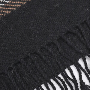 250202  WAMSOFT 100%Wool Scarf, Cold weather Scarf for Men,Black grey brown blue stripe