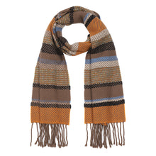 Load image into Gallery viewer, 250203  WAMSOFT 100%Wool Scarf, Cold weather Scarf ,Unisex,Orange blue stripe
