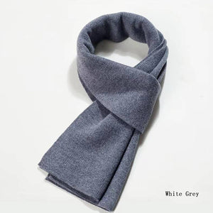 4440-01   WAMSOFT 100% Merino Wool Scarf, Unisex Basic Knit Scarf, White Grey
