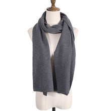 Load image into Gallery viewer, 4440-02   WAMSOFT 100% Merino Wool Scarf, Unisex Basic Knit Scarf,Solid Color,Dark Grey
