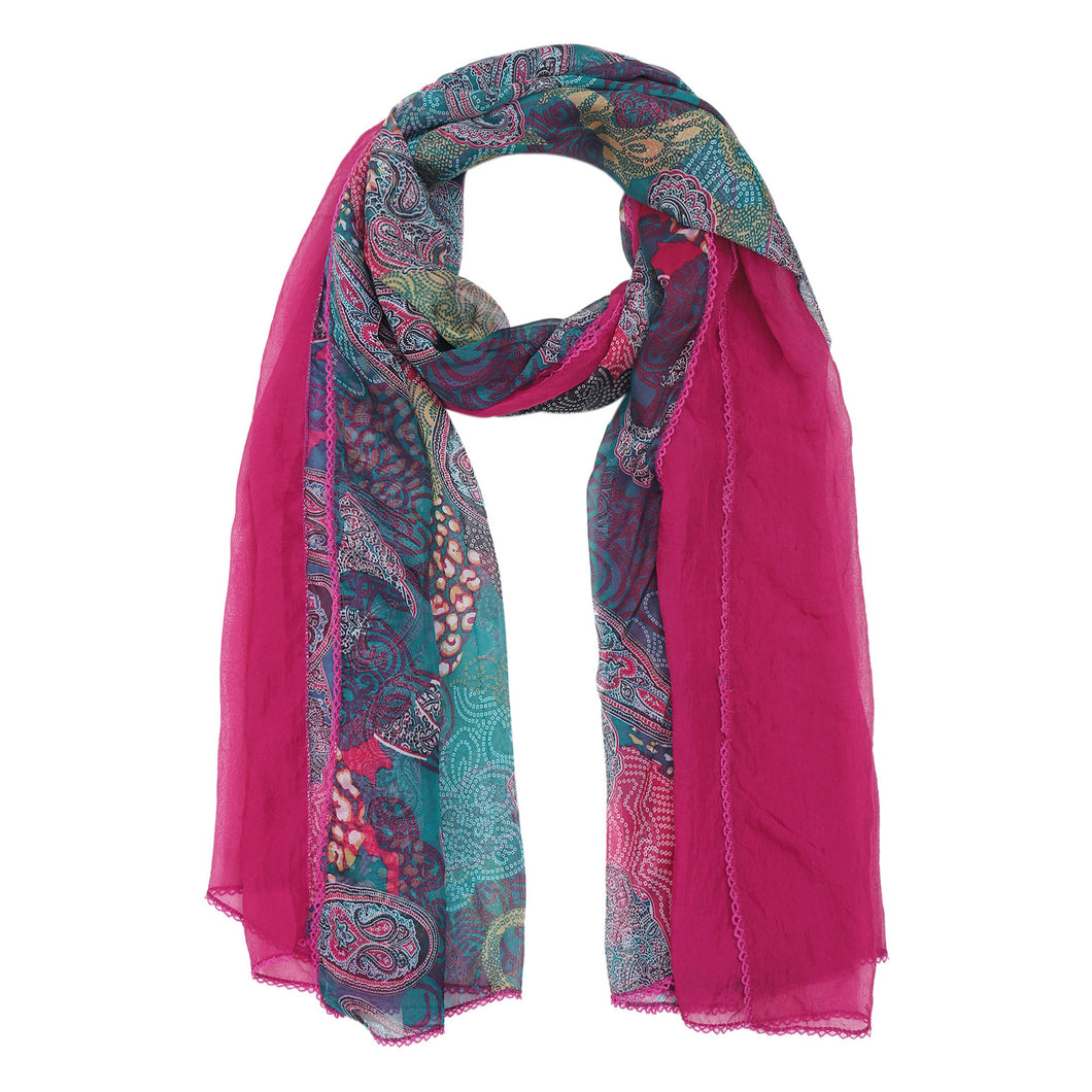 4460-09 WAMSOFT Women's Chiffon Scarf - Lightweight, Comfortable, and Versatile | Fashion Floral Print Scarf Wraps in Rich Colors