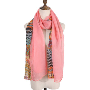 4460-02 WAMSOFT Women's Chiffon Scarf - Lightweight, Comfortable, and Versatile | Fashion Floral Print Scarf Wraps in Rich Colors