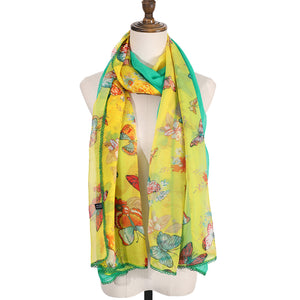 4460-07 WAMSOFT Women's Chiffon Scarf - Lightweight, Comfortable, and Versatile | Fashion Floral Print Scarf Wraps in Rich Colors