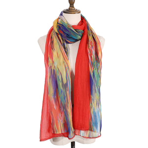 4460-03 WAMSOFT Women's Chiffon Scarf - Lightweight, Comfortable, and Versatile | Fashion Floral Print Scarf Wraps in Rich Colors