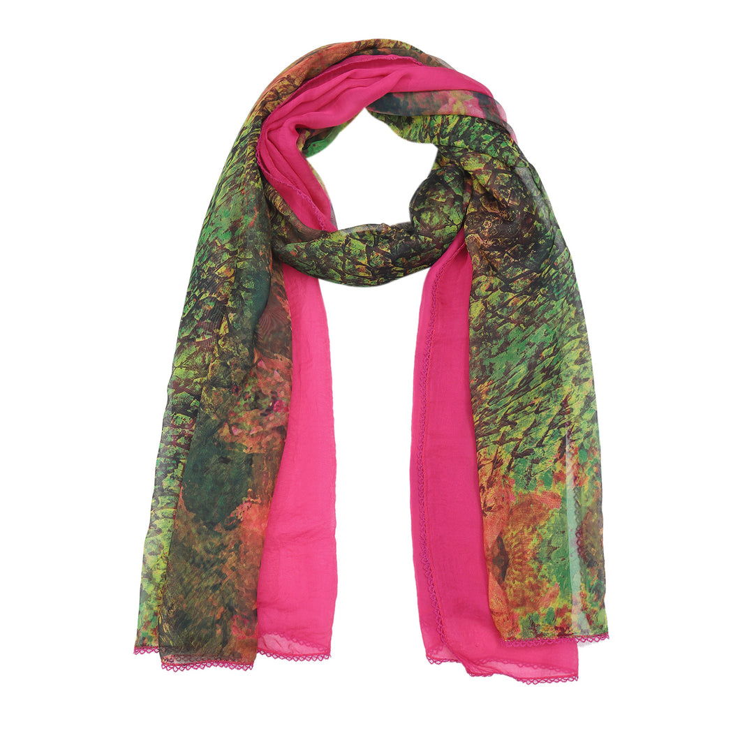 4460-12 WAMSOFT Women's Chiffon Scarf - Lightweight, Comfortable, and Versatile | Fashion Floral Print Scarf Wraps in Rich Colors