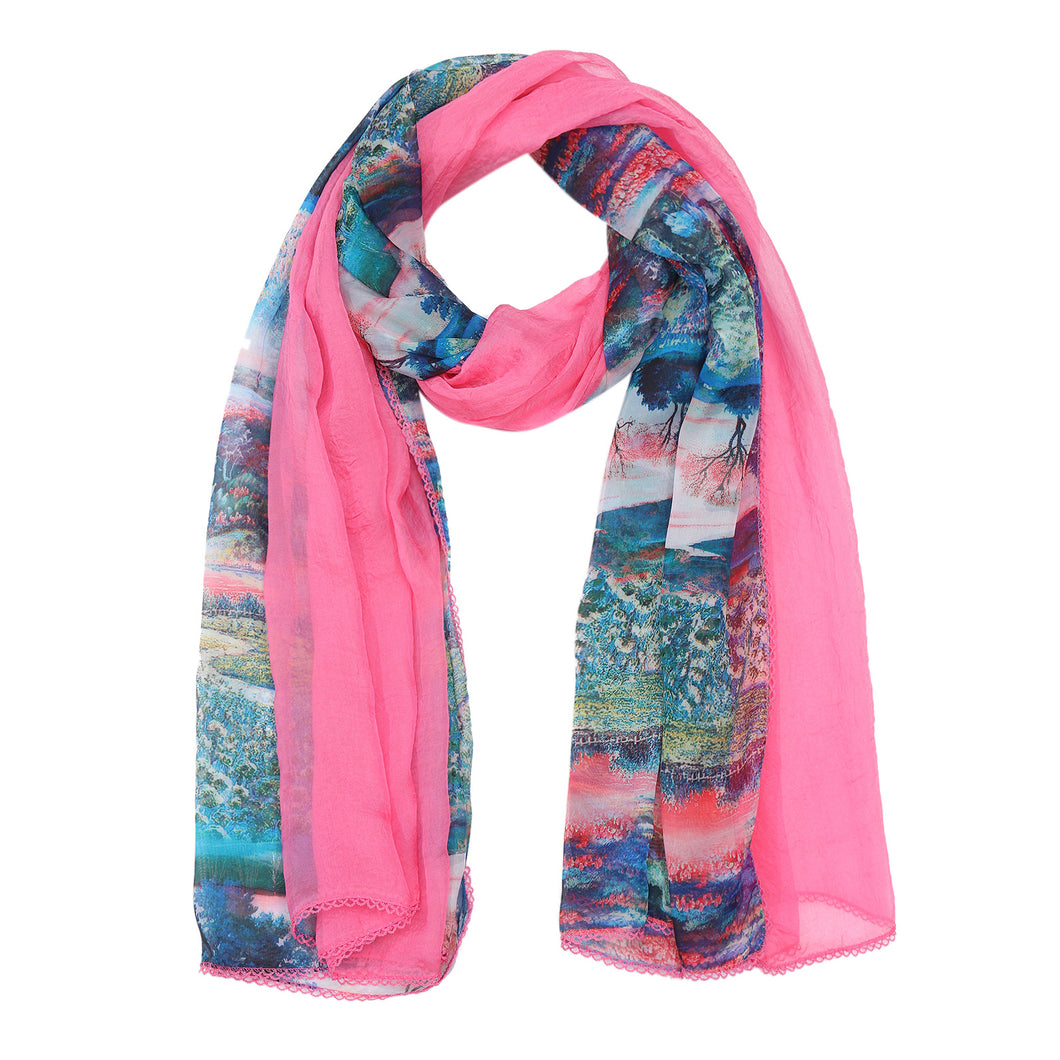 4460-11 WAMSOFT Women's Chiffon Scarf - Lightweight, Comfortable, and Versatile | Fashion Floral Print Scarf Wraps in Rich Colors