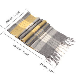 1216106   CashSoft 100% Pure Wool Scarf, Thick Long Plaid Scarf Winter Tartan Scarves for Men Women