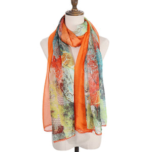 4460-13 WAMSOFT Women's Chiffon Scarf - Lightweight, Comfortable, and Versatile | Fashion Floral Print Scarf Wraps in Rich Colors