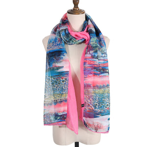 4460-11 WAMSOFT Women's Chiffon Scarf - Lightweight, Comfortable, and Versatile | Fashion Floral Print Scarf Wraps in Rich Colors