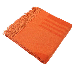 4666-11  Woolly Mammoth Merino Wool Blanket - Large 55x83 inches, 1.5 lbs,Wool Fringed Knee Throw Blanket for Couch Bed Outdoor Travel,Orange