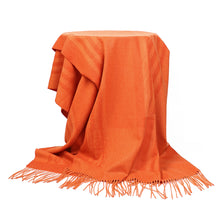 Load image into Gallery viewer, 4666-11  Woolly Mammoth Merino Wool Blanket - Large 55x83 inches, 1.5 lbs,Wool Fringed Knee Throw Blanket for Couch Bed Outdoor Travel,Orange

