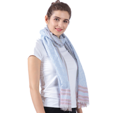 Load image into Gallery viewer, 1183-02 WAMSOFT Cotton feeling Scarf for Women Multi Purpose Long Scarf Neck Scarf Stripe Fashion Scarf Wrap Shawl Thin Scarf Head Wrap Beach Cover
