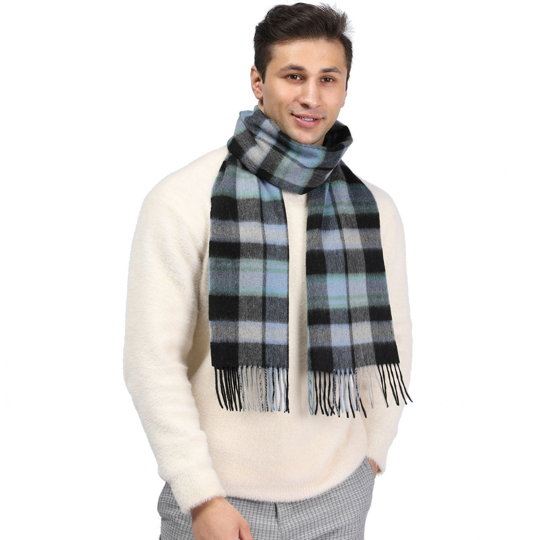 155542 WAMSOFT Mens 100% Cashmere Scarf ,Plaid cashmere scarf