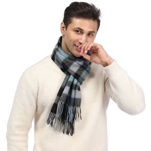 155542 WAMSOFT Mens 100% Cashmere Scarf ,Plaid cashmere scarf