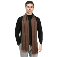 Load image into Gallery viewer, 171904  WAMSOFT 100% Pure Wool Scarf, Gold Camel Long Ultra Soft Striped Scarf Winter Jacquard Scarves for Men
