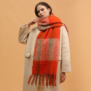 2141-01 WAMSOFT Winter Women's Warm Scarf, Colorful Soft Comfort Elegant Cold Weather Shawl Fashion Long Scarf Braided Pigtail tassel