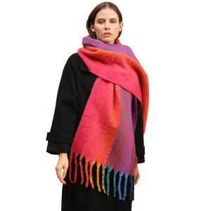 2147-02 WAMSOFT Winter Women's Warm Scarf, Colorful Soft Comfort Elegant Cold Weather Shawl Fashion Long Scarf Braided Pigtail tassel