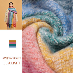 2147-03 WAMSOFT Winter Women's Warm Scarf, Colorful Soft Comfort Elegant Cold Weather Shawl Fashion Long Scarf Braided Pigtail tassel