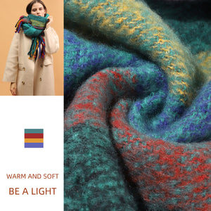 2147-04 WAMSOFT Winter Women's Warm Scarf, Colorful Soft Comfort Elegant Cold Weather Shawl Fashion Long Scarf Braided Pigtail tassel