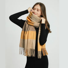 Load image into Gallery viewer, 2149-02 WAMSOFT 100% Wool Scarf,Long Plaid Chunky Thick Oversized scarf

