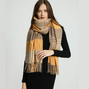 2149-02 WAMSOFT 100% Wool Scarf,Long Plaid Chunky Thick Oversized scarf