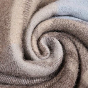 2149-04 WAMSOFT 100% Wool Scarf,Long Plaid Blanket,Brown & Blue