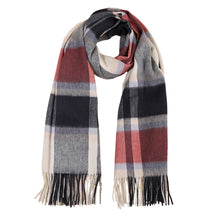 Load image into Gallery viewer, 2265-01 WAMSOFT 100% Wool Scarf,Long Plaid Chunky Scarf，black&amp;red Shawl
