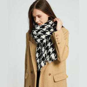 3918-01 WAMSOFT Luxury cashmere scarf,  women‘s Premium cashmere Scarves,Black white houndstooth