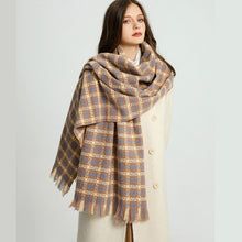 Load image into Gallery viewer, 3991-02 WAMSOFT Women&#39;s Scarf Warm Plaid Long Large Scarf, Cold Winter Wraps,Shawls ,Camel &amp; Granada Sky
