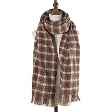 Load image into Gallery viewer, 3991-05 WAMSOFT Women&#39;s Scarf Warm Plaid Long Large Scarf, Cold Winter Wraps,Shawls ,Brown &amp; Grape kiss
