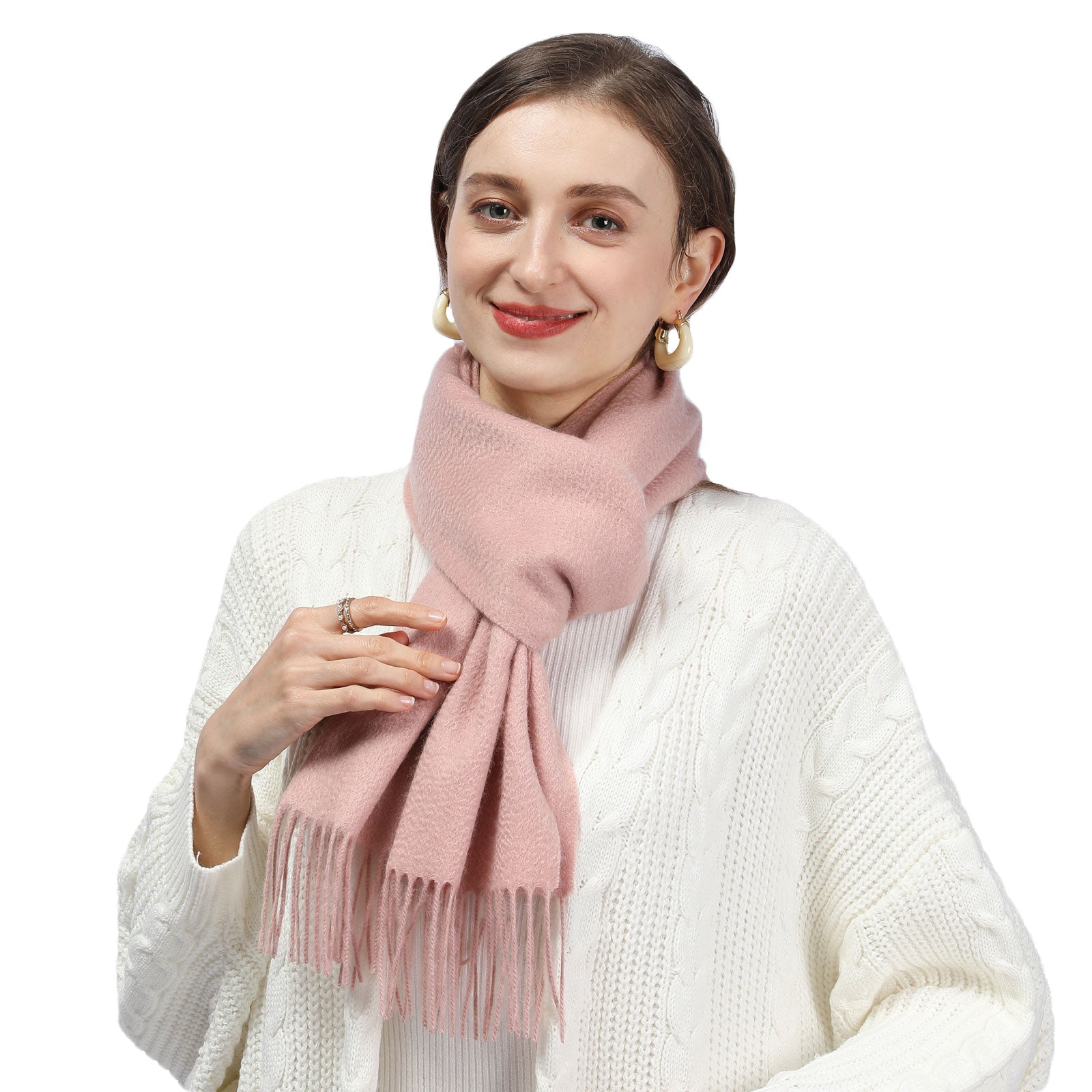 Women's Scarf | Gently used Muted Coral Damask 100% Cashmere Scarf