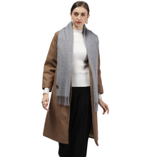 Load image into Gallery viewer, 886409 WAMSOFT Women&#39;s 100% Pure Cashmere Scarf with Fringed Edges, Solid Cashmere Scarves,Dark grey color.
