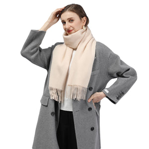 886411 WAMSOFT Beige cashmere scarf for Women, Cream cashmere scarf