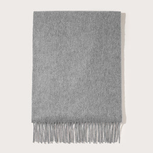 886409 WAMSOFT Women's 100% Pure Cashmere Scarf with Fringed Edges, Solid Cashmere Scarves,Dark grey color.