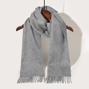 886409 WAMSOFT Women's 100% Pure Cashmere Scarf with Fringed Edges, Solid Cashmere Scarves,Dark grey color.